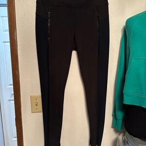 Athleta Stellar Tights Pants Navy Blue & Black Color block
